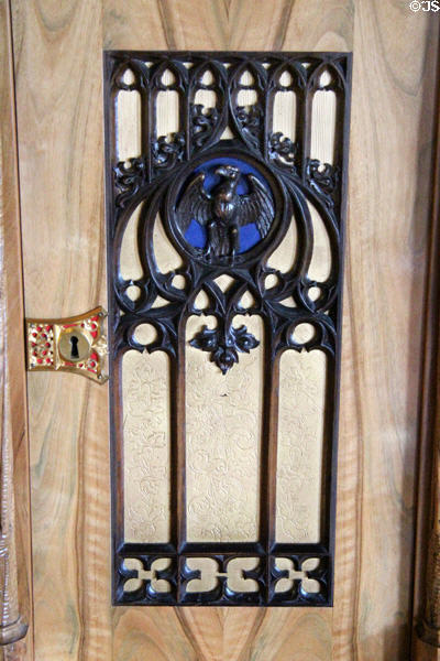 Panel detail on desk (c1855) by Tobias Hoffmeister from Coburg at Coburg Castle. Coburg, Germany.