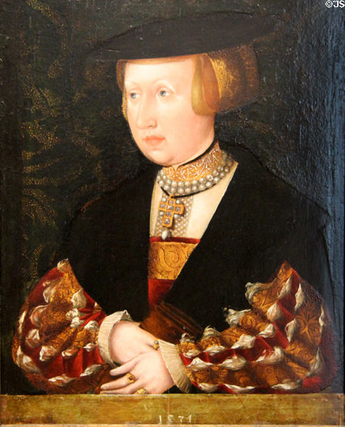 Anna of Bohemia & Hungary, Archduchess of Austria & Roman Empress, wife of Ferdinand I portrait 1537 by Jakob Seisenegger at Coburg Castle. Coburg, Germany.