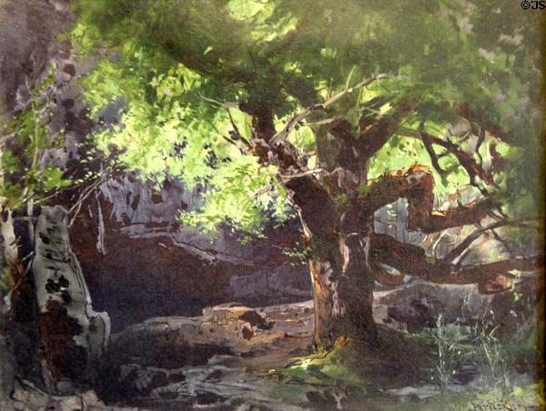 Ring cycle scene of Siegfried deep forest sketch painting (1896) by Max Brückner at Coburg Castle. Coburg, Germany.