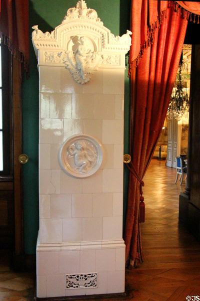 Tile heating oven in study at Ehrenburg Palace. Coburg, Germany.