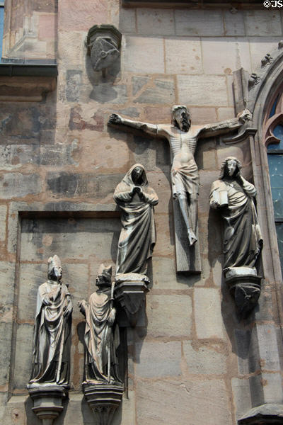 Crucifixion carvings at St Sebaldus Church. Nuremberg, Germany.