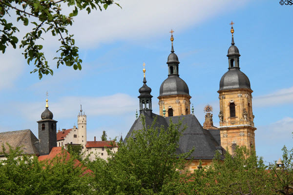 Skyline at Gößweinstein pilgrimage basilica. Gößweinstein, Germany.