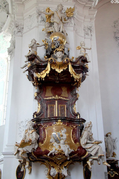 Baroque pulpit at Gößweinstein pilgrimage basilica. Gößweinstein, Germany.
