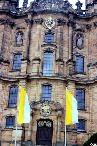 Front facade of 14-Saints Basilica which features 14 saints invoked to cure maladies & disease. Bad Staffelstein, Germany.