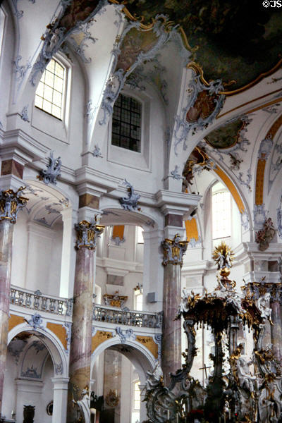 Interior of 14-Saints Basilica. Bad Staffelstein, Germany.