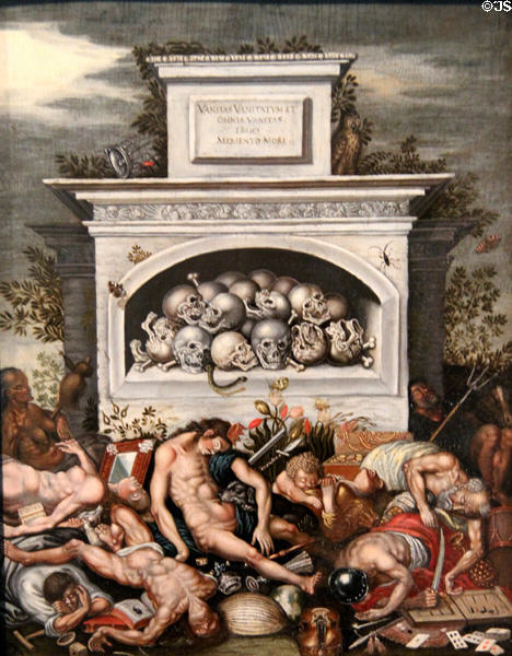 Vanity Allegory painting (c1652) by Valentin Wagner of Dresden at Germanisches Nationalmuseum. Nuremberg, Germany.