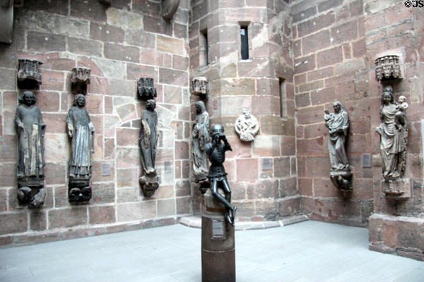 Gallery of Medieval religious figure sculptures at Germanisches Nationalmuseum. Nuremberg, Germany.