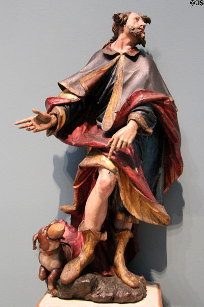 St Roch woodcarving (c1760-70) by Christian Jorhan the Elder from Landshut at Germanisches Nationalmuseum. Nuremberg, Germany.