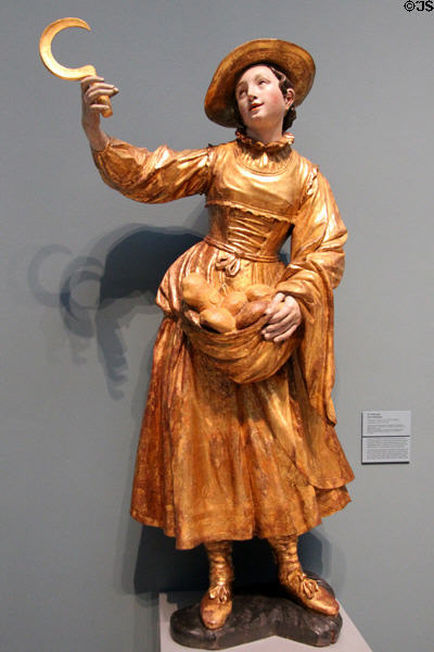St Notburga woodcarving (c1775-80) by Christian Jorhan the Elder from Landshut at Germanisches Nationalmuseum. Nuremberg, Germany.