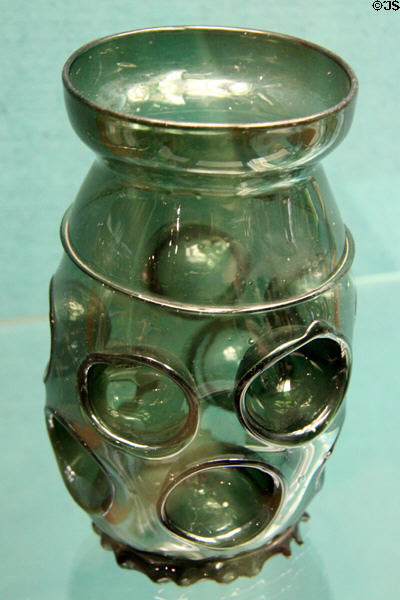 Glass thumb glass with finger grips (1st half 16thC) from Germany at Germanisches Nationalmuseum. Nuremberg, Germany.