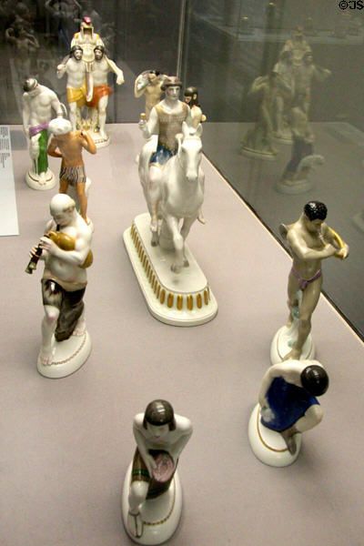 Porcelain figurines in 20-piece wedding procession table centerpiece (1904-5, made 1911) by Adolph Amberg for KPM Berlin at Germanisches Nationalmuseum. Nuremberg, Germany.