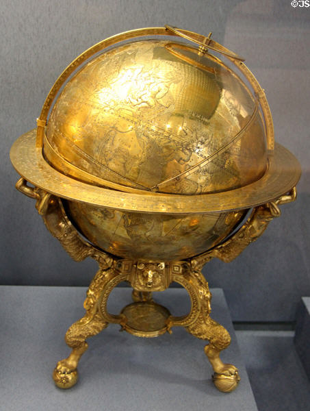 Celestial globe with drawings of star constellations (1566) by Johannes Praetorius of Nuremberg at Germanisches Nationalmuseum. Nuremberg, Germany.