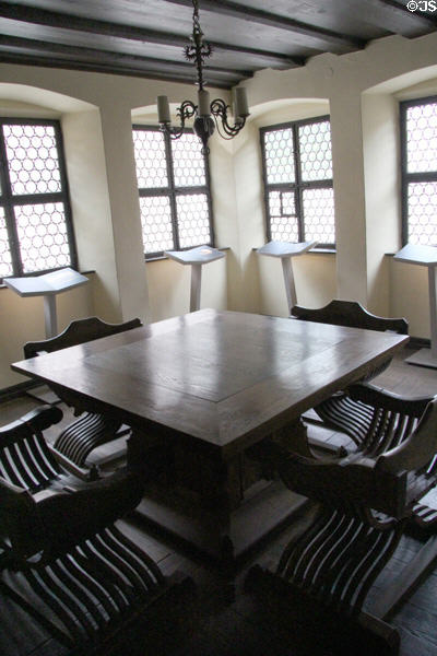 X-chairs (aka Savonarola chairs) around table at Albrecht Dürer's House. Nuremberg, Germany.
