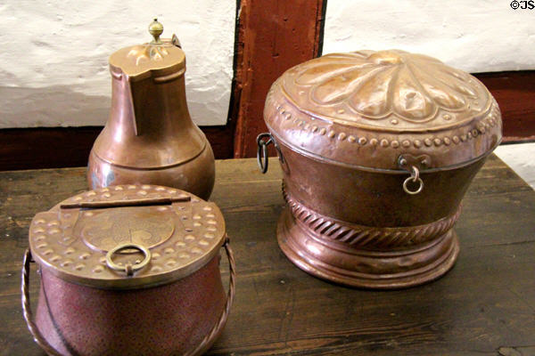 Copper-alloy vessels at Albrecht Dürer's House. Nuremberg, Germany.