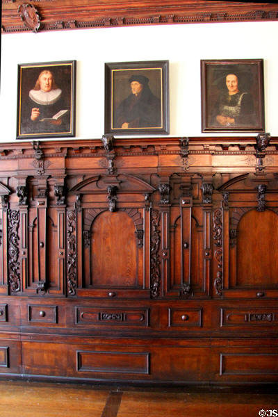 Portraits & paneling in Beautiful room from Pellerhaus at Fembohaus City Museum. Nuremberg, Germany.