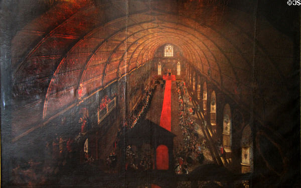 Homage to Kaiser Leopold I on Aug. 7, 1658 painting (1658) by Ruprecht Hauer at Fembohaus City Museum. Nuremberg, Germany.