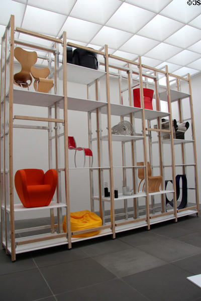 Gallery of modern chairs at Neues Museum Nürnberg. Nuremberg, Germany.