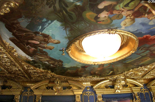 Baroque ceiling decoration on private salon car of King Ludwig II of Bavaria at Nuremberg Transport Museum. Nuremberg, Germany.