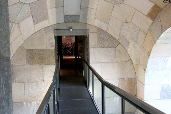 Passage leading into exhibits at Documentation Centre Nazi Party Rally Grounds. Nuremberg, Germany.