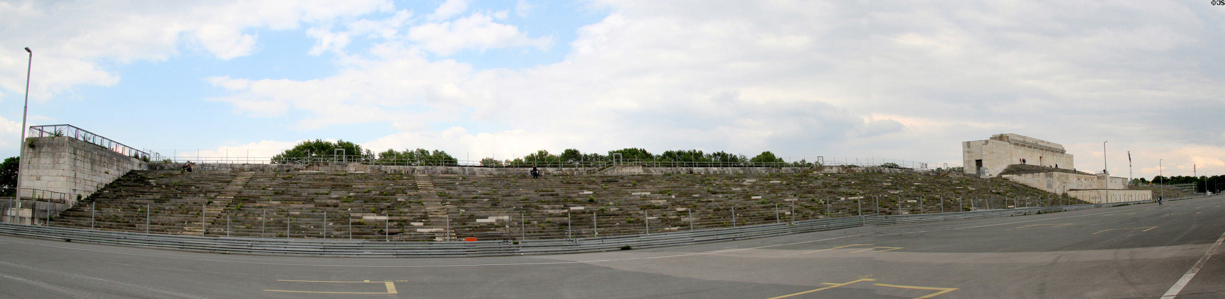 Panorama of stands of Zeppelin Field for Nazi Party Rallies. Nuremberg, Germany.