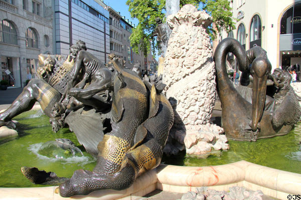 Marriage Carousel sculpture which portrays couple's life from courtship to strangling each other after poem by Hans Sachs. Nuremberg, Germany.