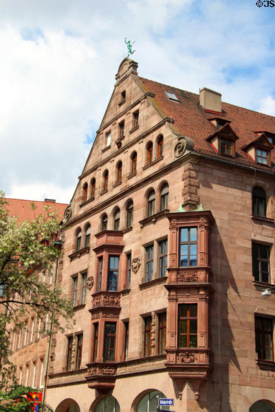 Commercial building built in old style on Königstraße at Peuntgasse. Nuremberg, Germany.