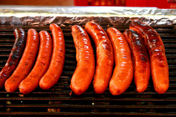 Bar-B-Q wurst of Nuremberg region. Nuremberg, Germany.