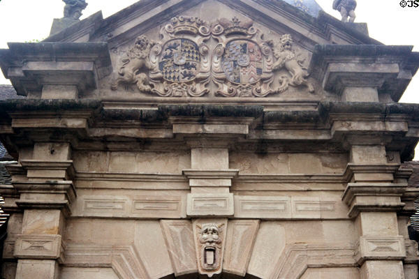 Coat of arms over Weikersheim Castle gate. Weikersheim, Germany.