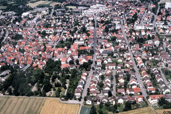 Stuttgart area homes from the air. Stuttgart, Germany.