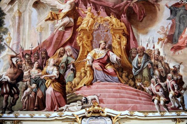 Detail from ceiling frescoes in abbey library. Bad Schussenried, Germany.