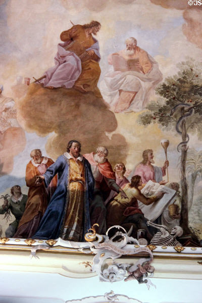 Detail from ceiling frescoes in abbey library. Bad Schussenried, Germany.