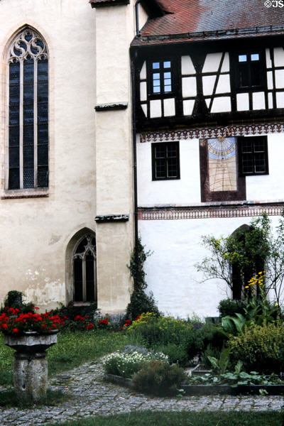 Courtyard garden at Blaubeuren Abbey. Blaubeuren, Germany.