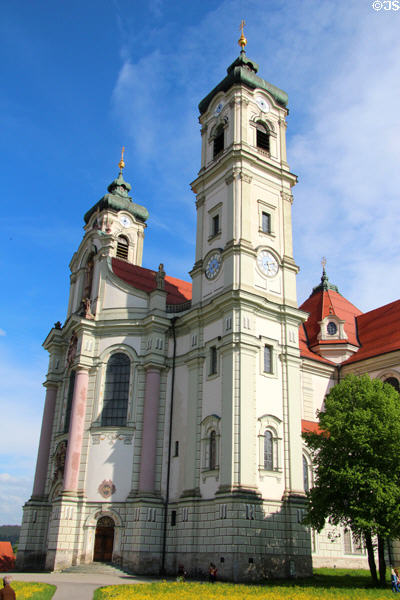 Towers & pillars of Ottobeuren Abbey. Ottobeuren, Germany.