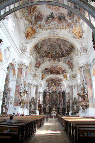 Ottobeuren Abbey viewed from nave. Ottobeuren, Germany.