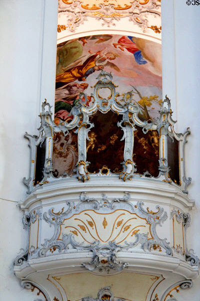 Detail of baroque balcony at Ottobeuren Abbey. Ottobeuren, Germany.