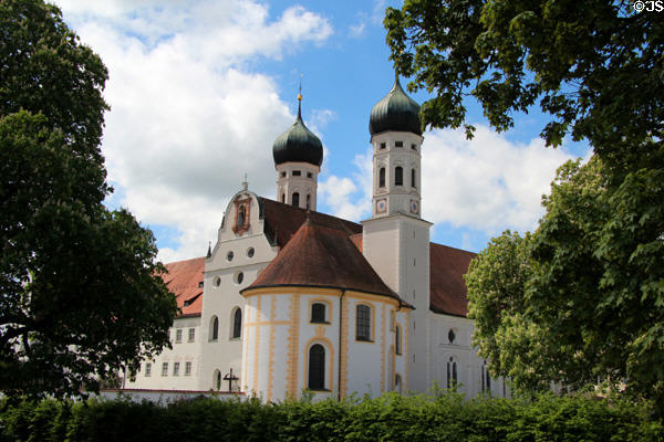 Benediktbeuern Abbey set in the surrounding trees & shrubbery. Germany.