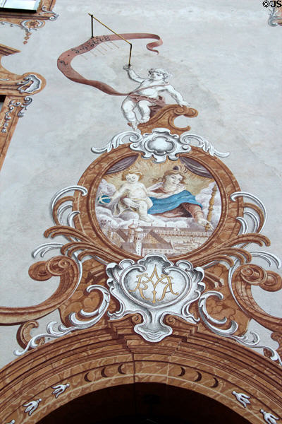 Painting of Holy Mother & Child protecting Benediktbeuern Abbey in St Benedict Church. Germany.