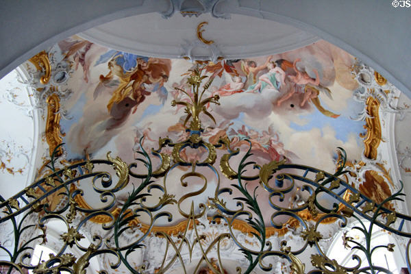 Ornate wrought iron & gilding in St Benedict church at Benediktbeuern Abbey. Germany.