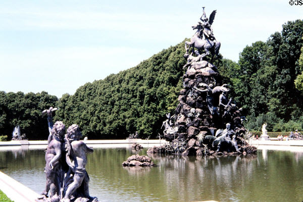 Fama fountain at Herrenchiemsee New Palace. Chiemsee, Germany.