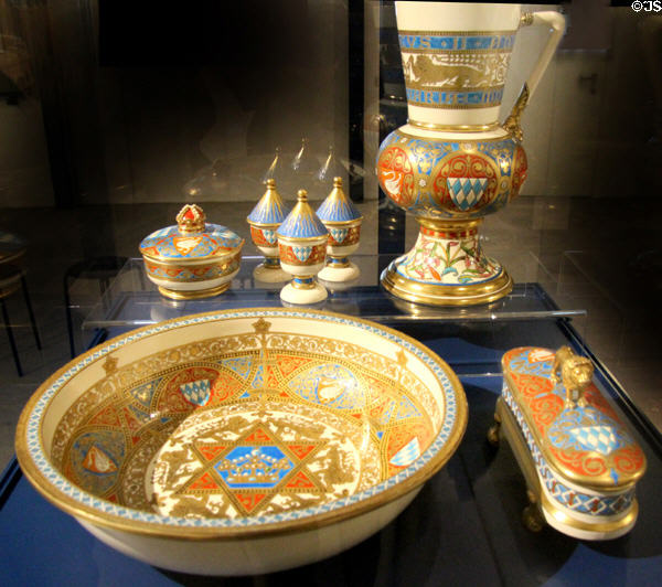 Washing basin & pitcher made for Neuschwanstein castle (1883) by Villeroy & Boch at King Ludwig II Museum. Chiemsee, Germany.