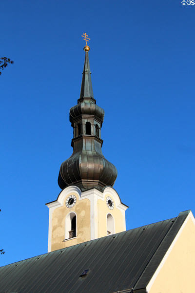 Holy Blood onion domed church in Chiemsee countryside. Chiemsee, Germany.