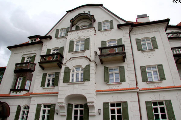 Facade of right wing of Bavarian Kings Museum. Füssen, Germany.