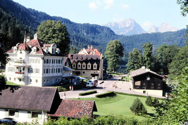 Schwangau town seen from Hohenschwangau Castle. Füssen, Germany.
