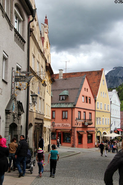 Streetscape along Lechhalde. Füssen, Germany.