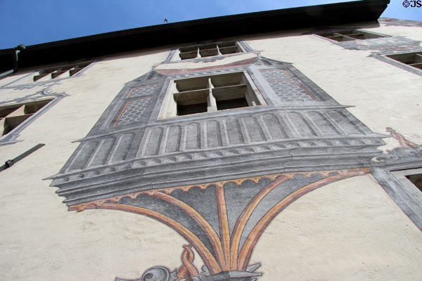 Tromp l'oeil oriel window on Hohes Schloss zu Füssen. Füssen, Germany.