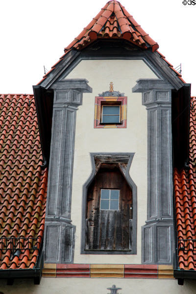 Elaborate dormer on Hohes Schloss zu Füssen. Füssen, Germany.