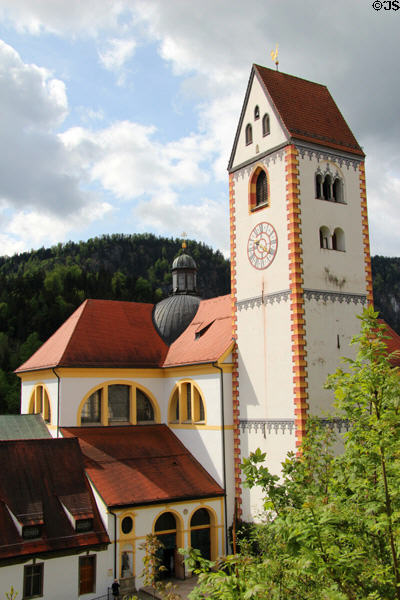 Finial atop clock tower of Basilica St Mang. Füssen, Germany.