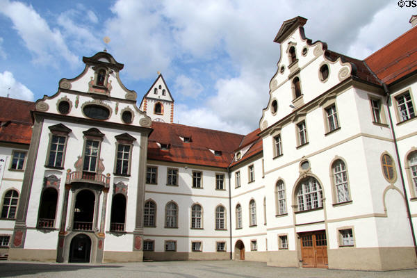 Courtyard within baroque complex of former Kloster St Mang. Füssen, Germany.