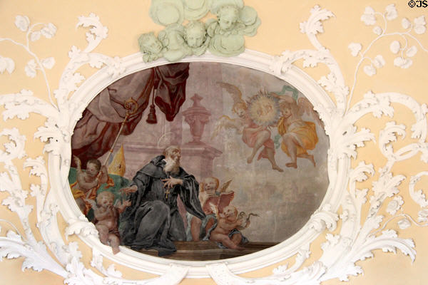 Fresco in Colloquium at Museum of City of Füssen in Kloster St Mang. Füssen, Germany.