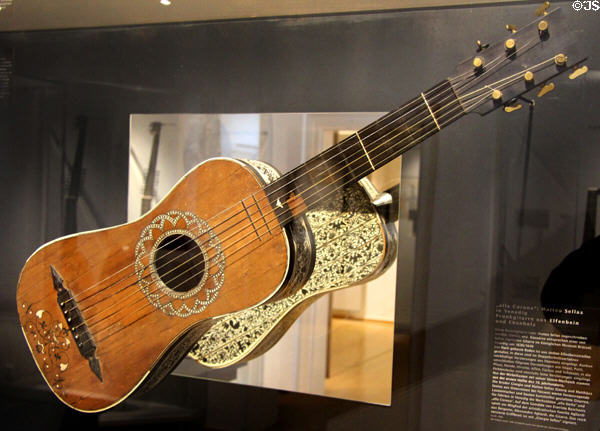 Guitar (c1630-40) "To the Crown" by Matteo Sellas of Venice at Museum of City of Füssen in Kloster St Mang. Füssen, Germany.